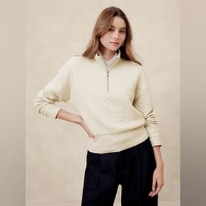 Banana Republic Quilted Quarterzip (White)
